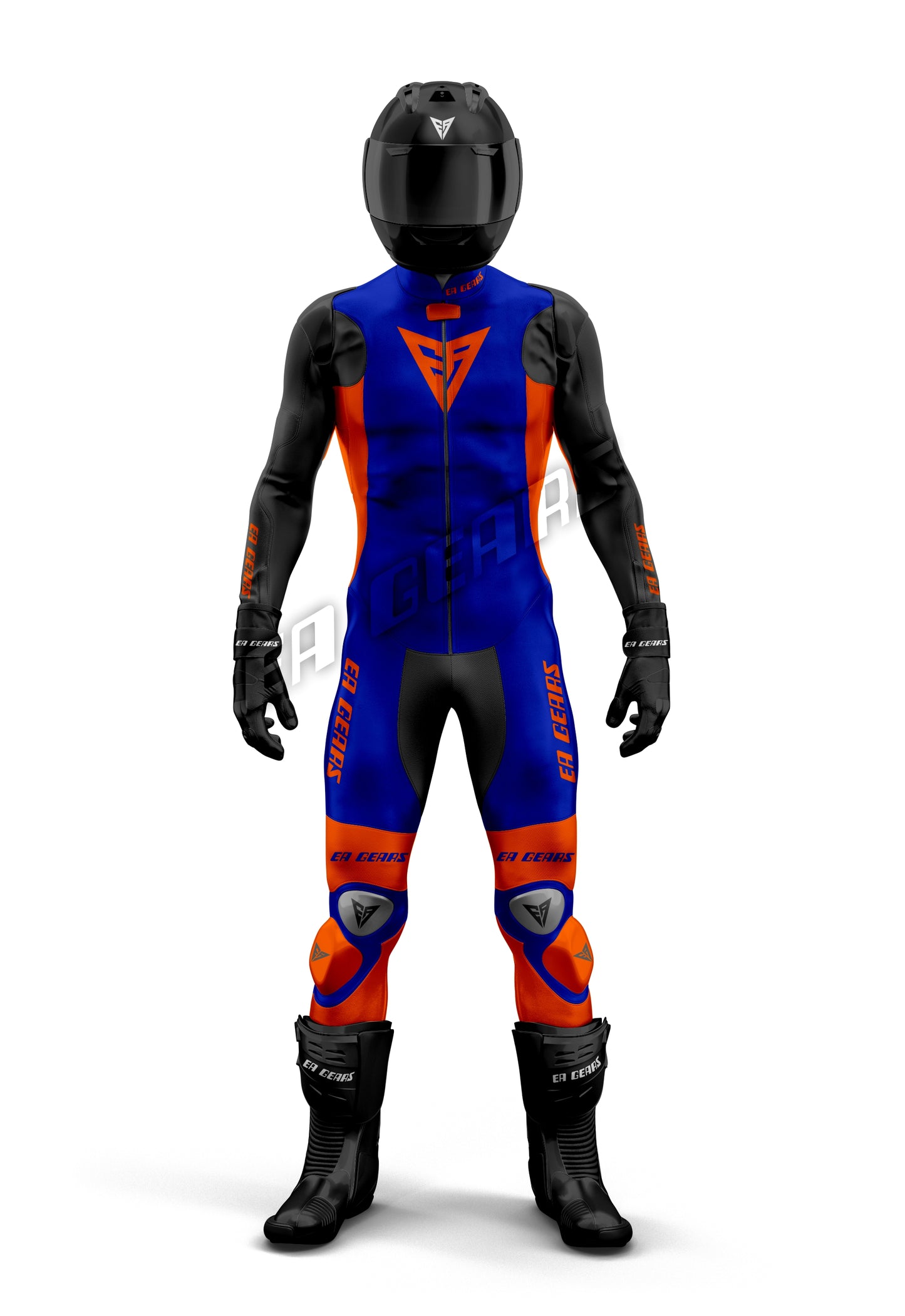 pro race one piece & two piece motorcycle leather suit blue orange
