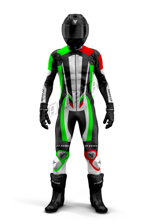 men and women motorcycle leather racing suit black white green red performance gear