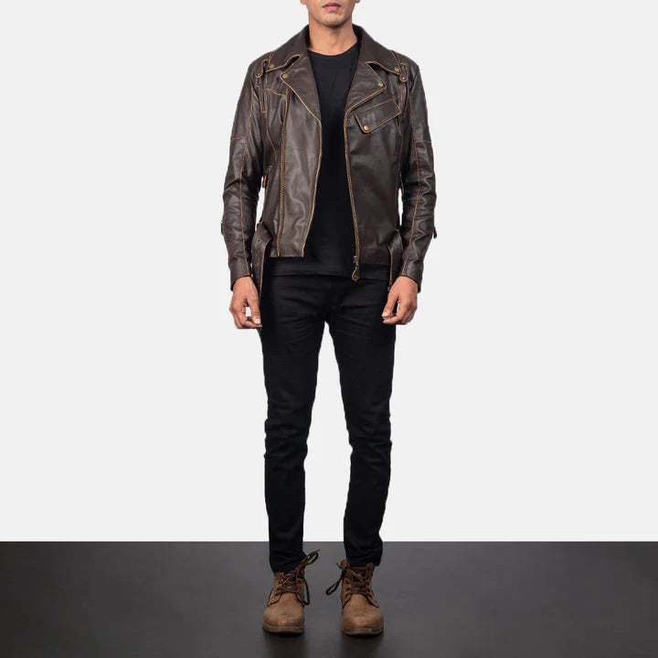 Mens-vintage-leather-motorcycle-jacket-with-contrast-stitching