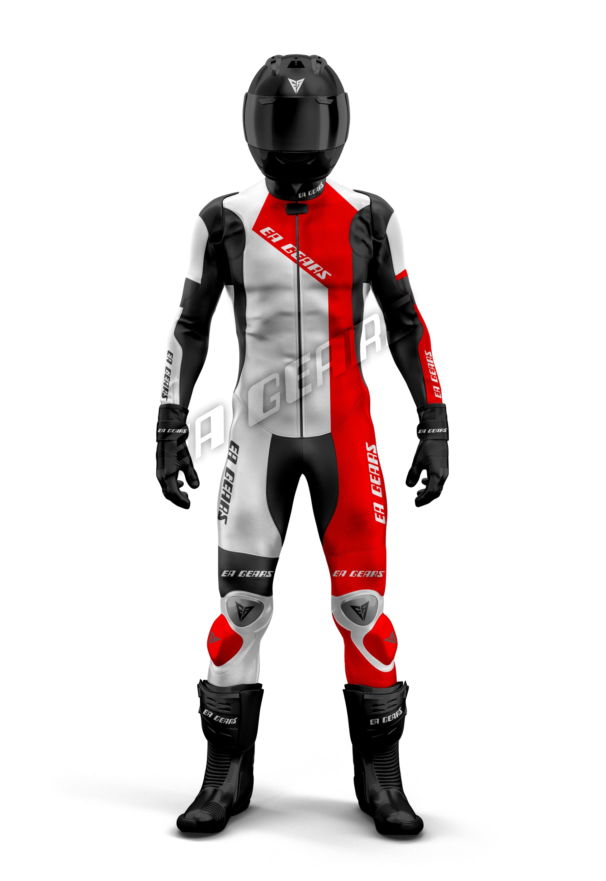 white red motorcycle leather racing suit